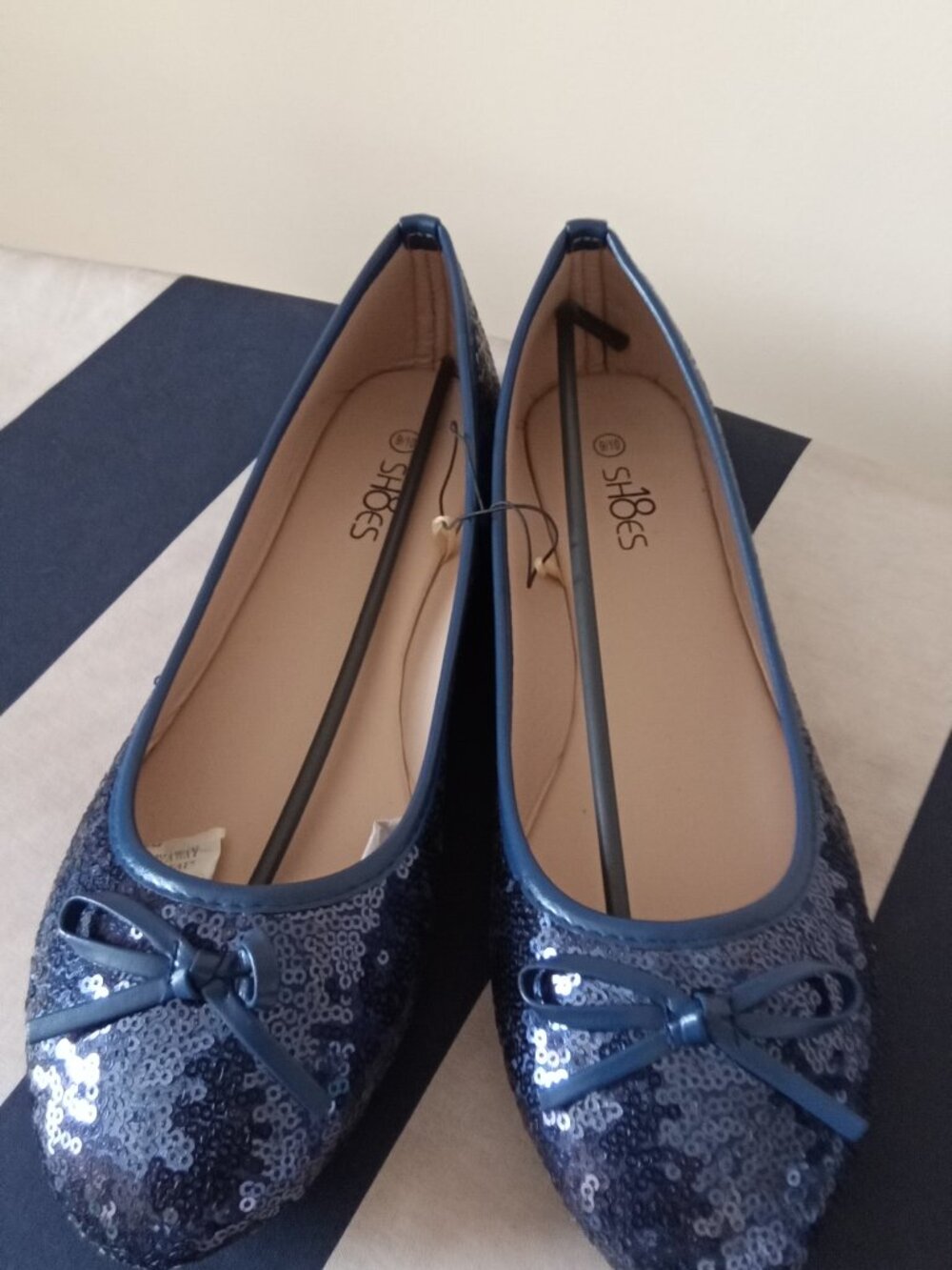 Ballerina Flats - Navy Sequin - Size 9